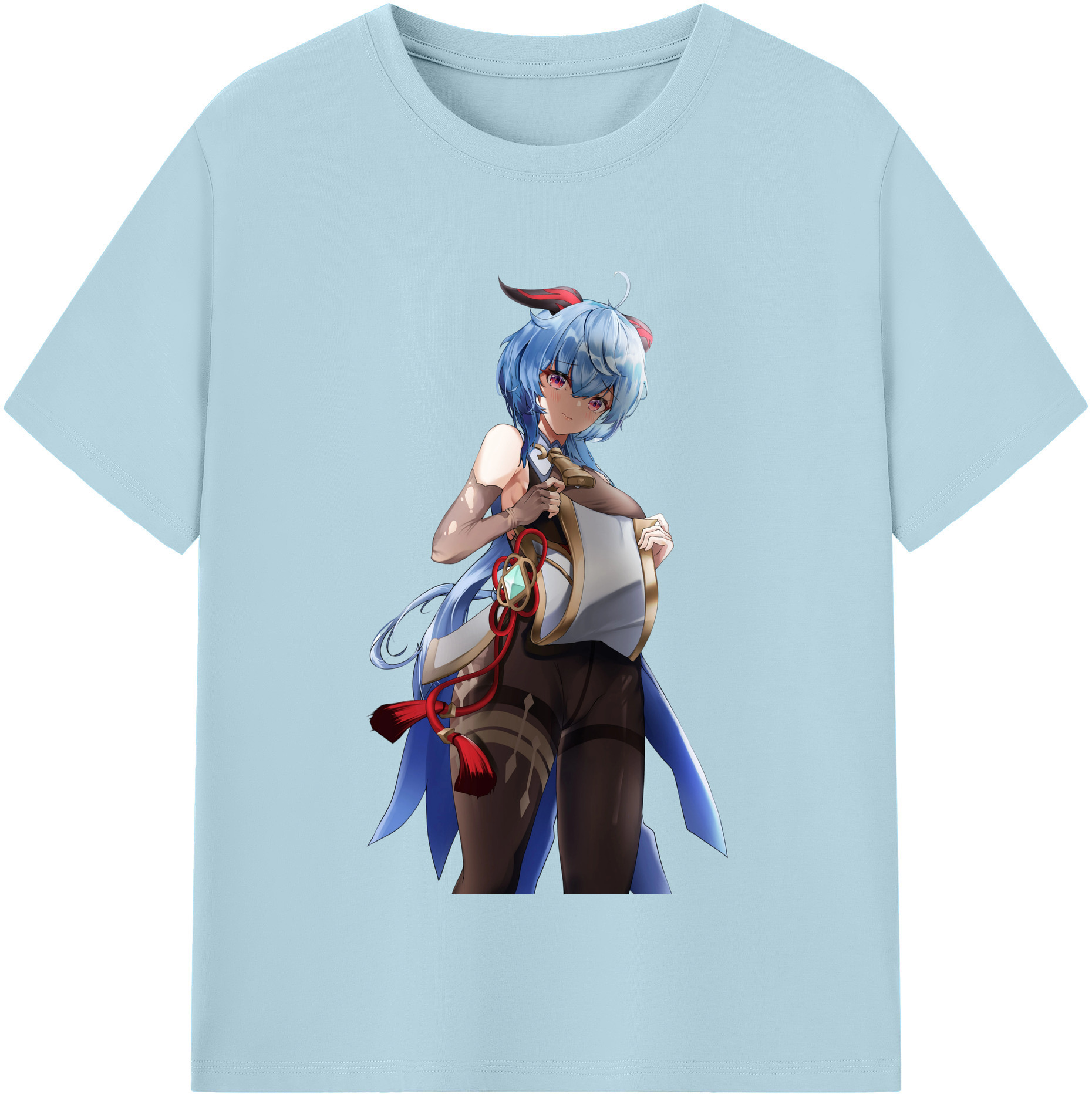 げんし神 甘雨 かんう genshin Ganyu 綿100％半袖Tシャツ（フロントプリント）